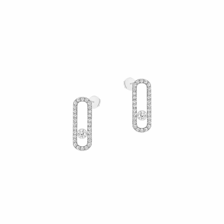 Messika Boucles D'Oreilles Messika Move Uno En Or Blanc Pav Es De Diamants