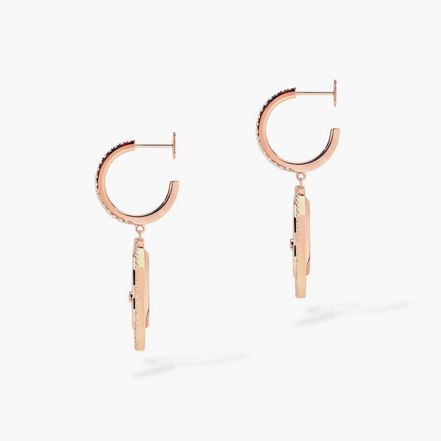 Messika Boucles D'Oreilles Messika Lucky Move En Or Rose, Nacre Et Diamants