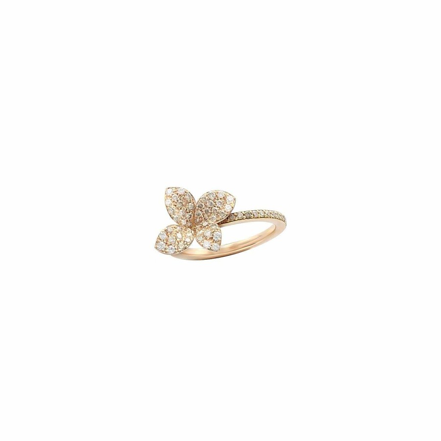 Pasquale Bruni Bague Pasquale Bruni Petit Garden En Or Rose, Diamants Bruns Et Blancs