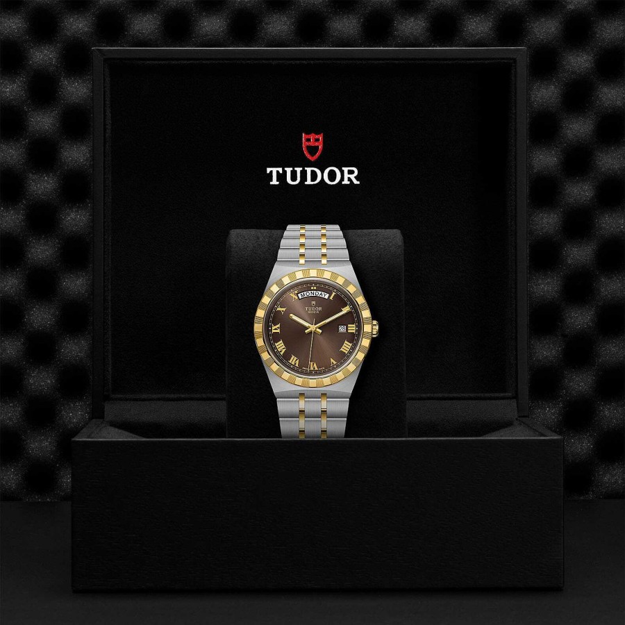 TUDOR Montre Tudor Royal Bo Tier En Acier, 41 Mm, Lunette En Or Jaune