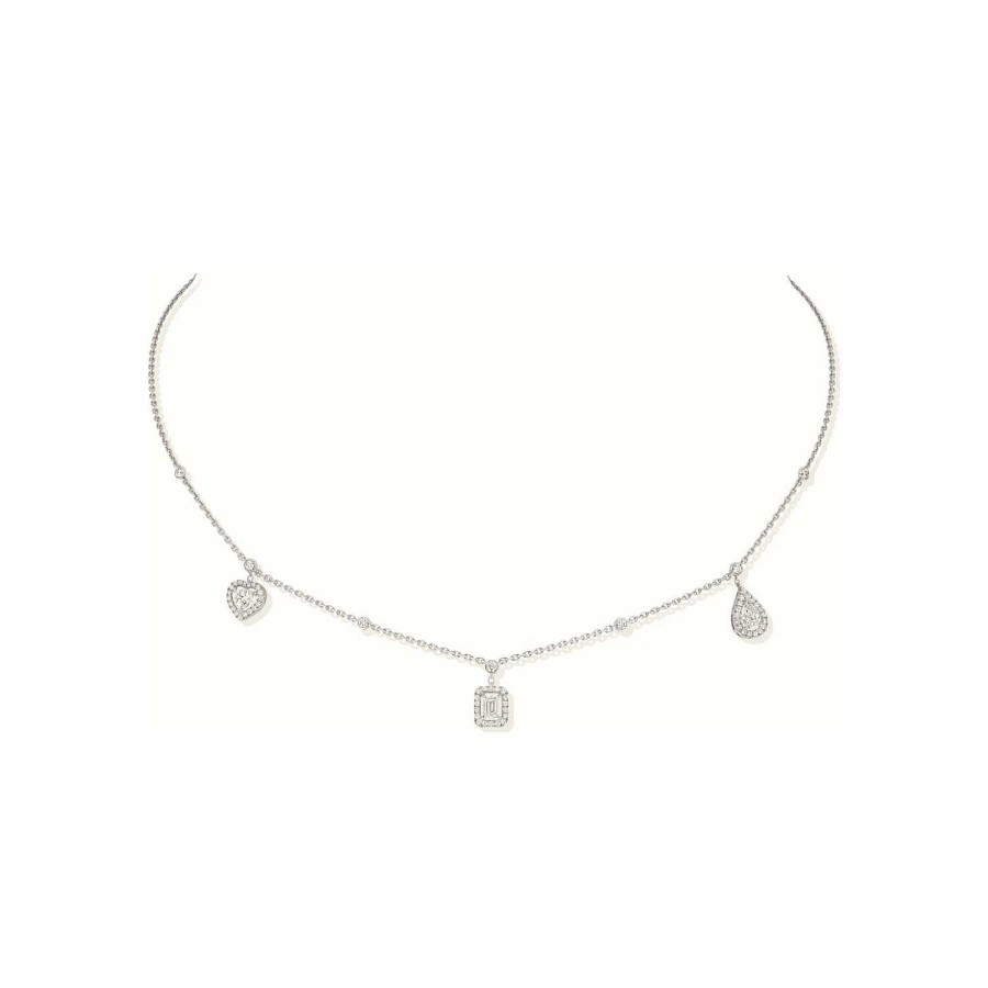 Messika Collier Messika My Twin Trio En Or Blanc Et Diamants