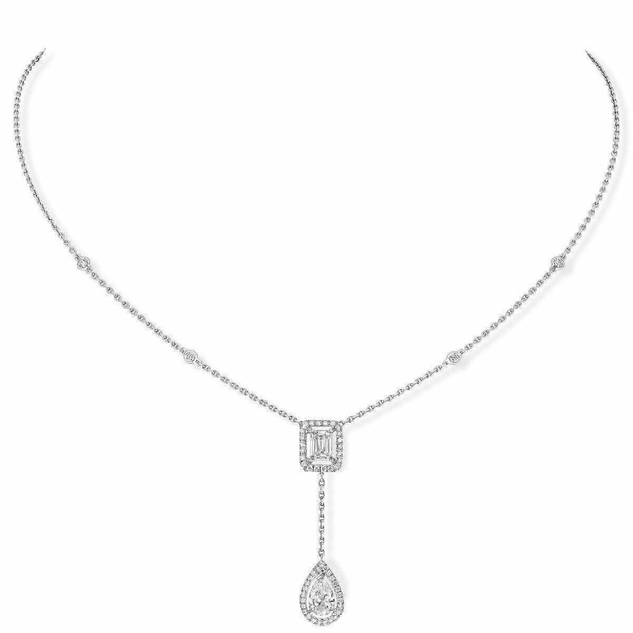 Messika Collier Messika My Twin Cravate En Or Blanc Et Diamants, 2 X 0.40Ct