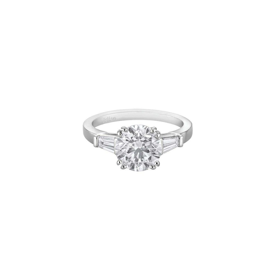 Créations Julian Bague Solitaire En Platine, Diamant Blanc Et Diamants Blancs - Certificat Gia