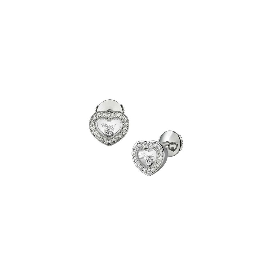 Chopard Boucles D'Oreilles Chopard Happy Diamonds En Or Blanc Et Diamants