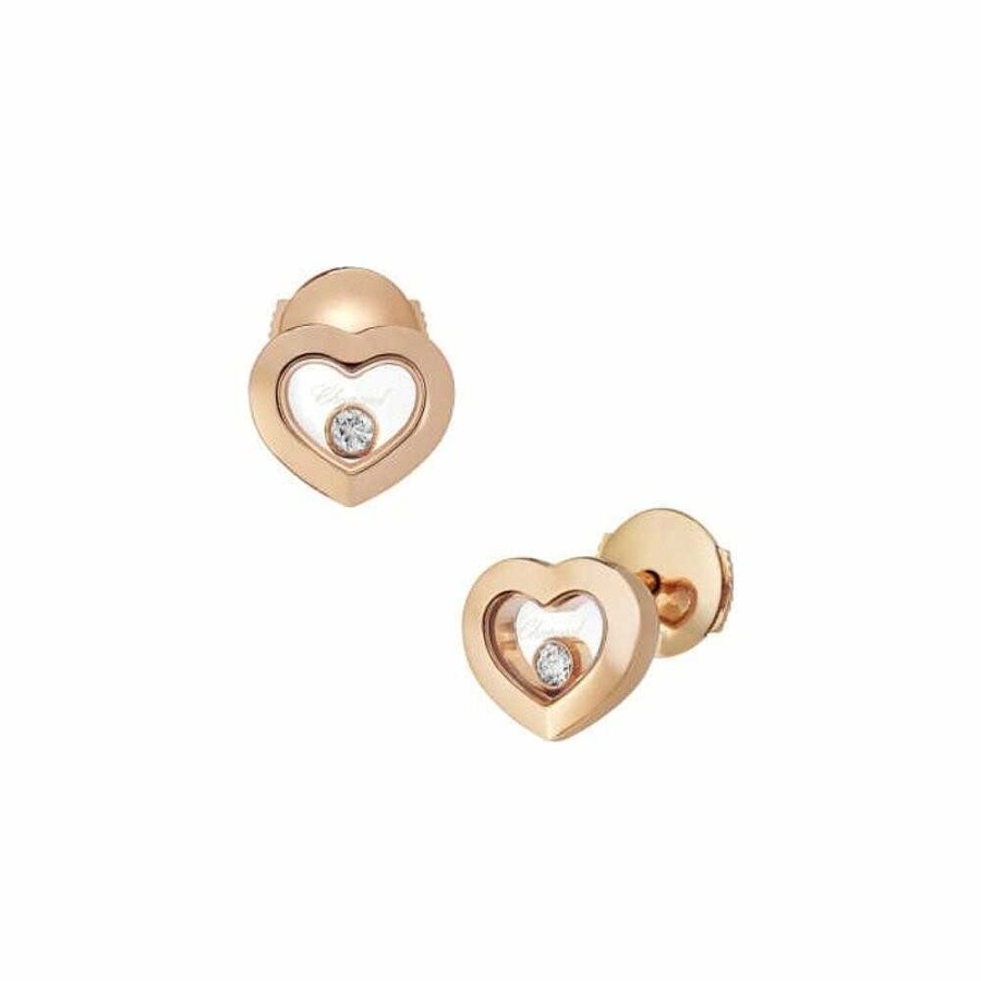 Chopard Boucles D'Oreilles Chopard Happy Diamonds En Or Rose Et Diamants