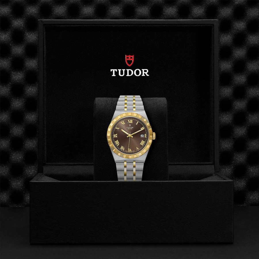 TUDOR Montre Tudor Royal Bo Tier En Acier, 38 Mm, Lunette En Or Jaune